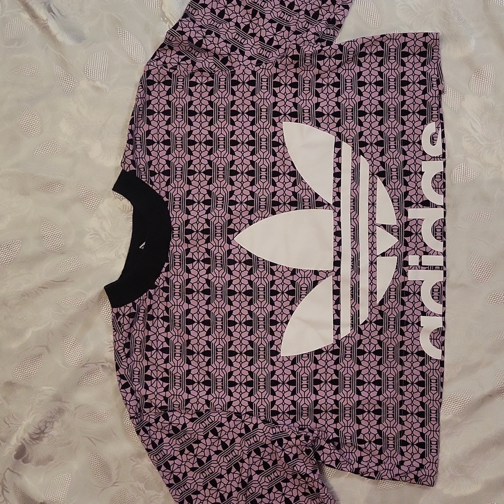Adidas Originals Crop Top with Logo Purple M - Picture 3 of 6